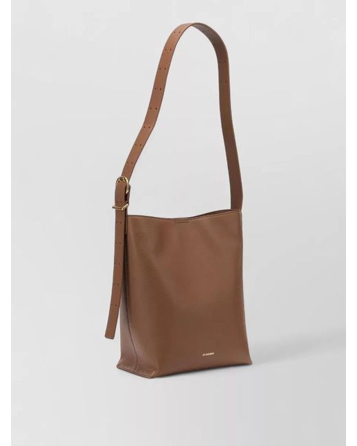 Jil Sander White Cannolo Leather Shoulder Bag