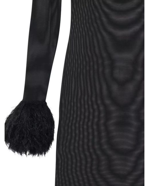 MARINE SERRE Black Sheer Mesh Long-Sleeve Maxi Dress