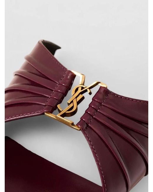 Saint Laurent Brown Leather Gathered Babylone Mules
