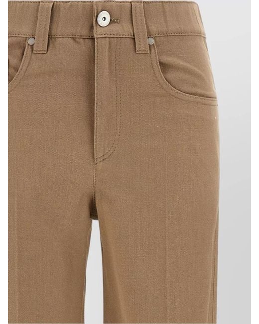 Brunello Cucinelli Natural High Waist Pull On Wide Leg Jeans