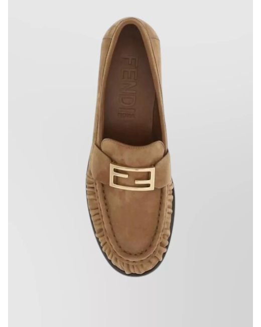 Fendi Brown Leather Slip-On Loafers