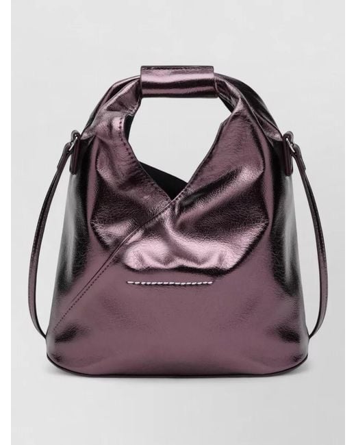 MM6 by Maison Margiela Pink Shoulder Bag Metallic Finish Top Handle Strap