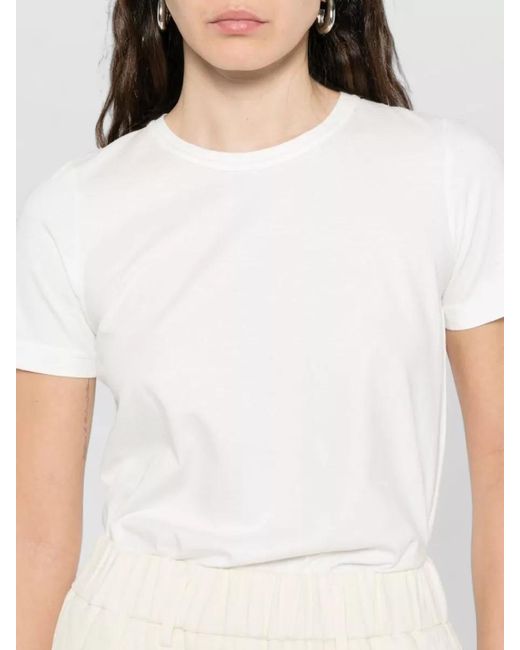 Forte_forte White Organic Cotton Crew Neck Short Sleeve T-Shirt