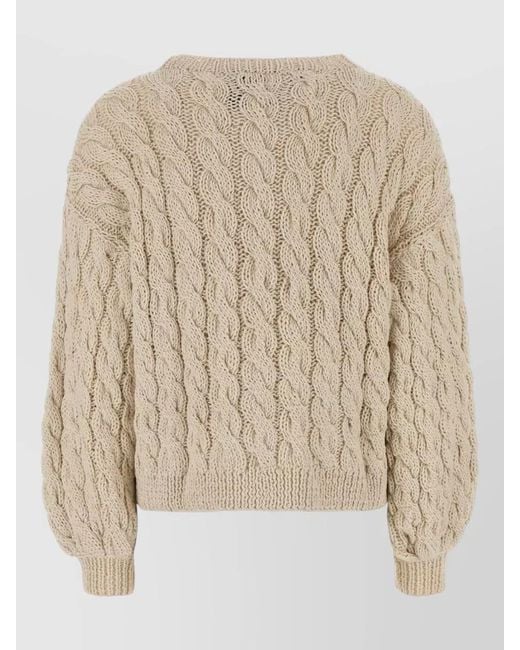 Loewe Natural Cotton Blend Oversized Sweater Cable Knit