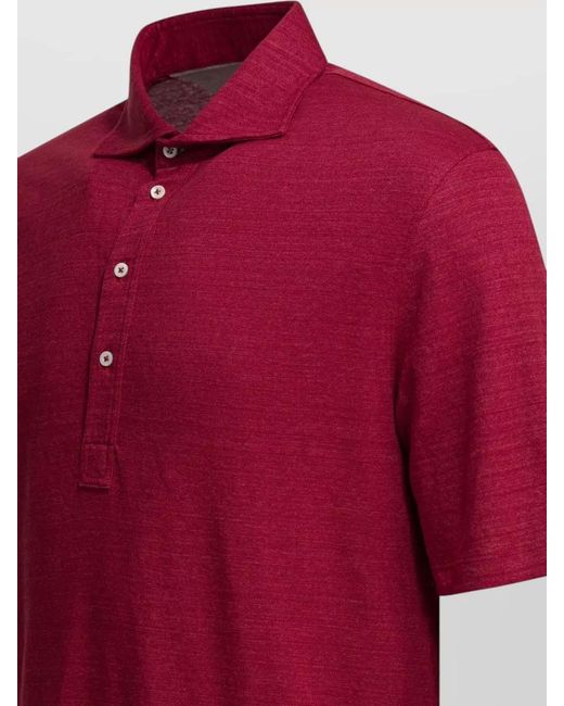 Brunello Cucinelli Red Linen And Cotton Polo Shirt for men