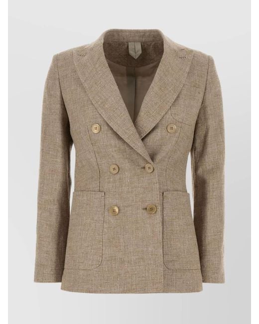 Max Mara Natural Linen Blend Double-Breasted Blazer