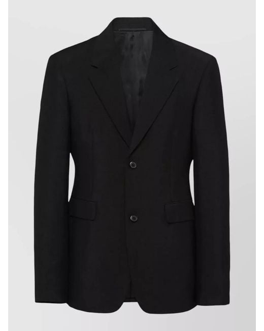 Prada Black Slim Fit Single Breasted Tailoring Jacket for men