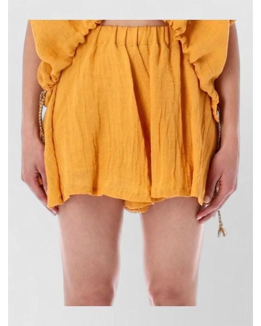 120% Lino Orange Textured Short Sleeve Summer Shirt Style