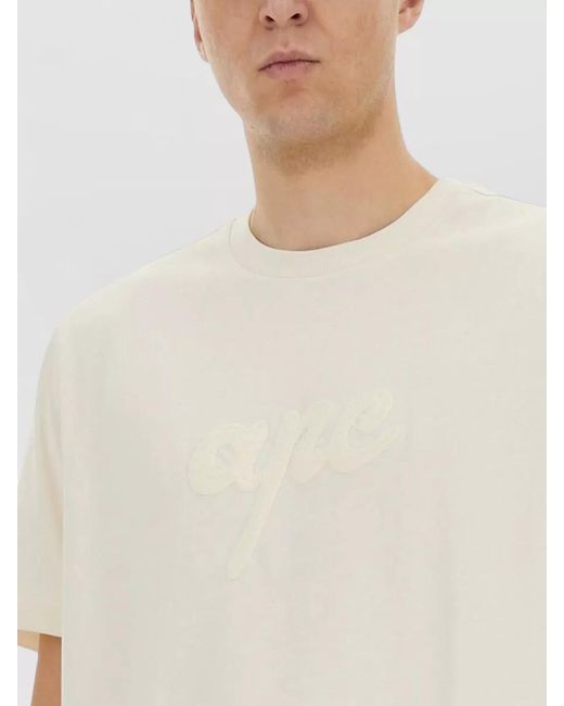 A.P.C. White Lenny Crew Neck Regular Fit T Shirt