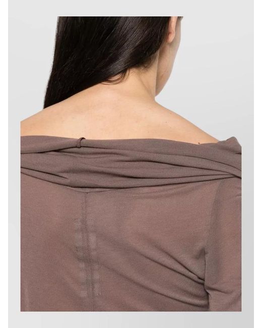 Rick Owens Multicolor Off Shoulder Long Sleeve Draped Top