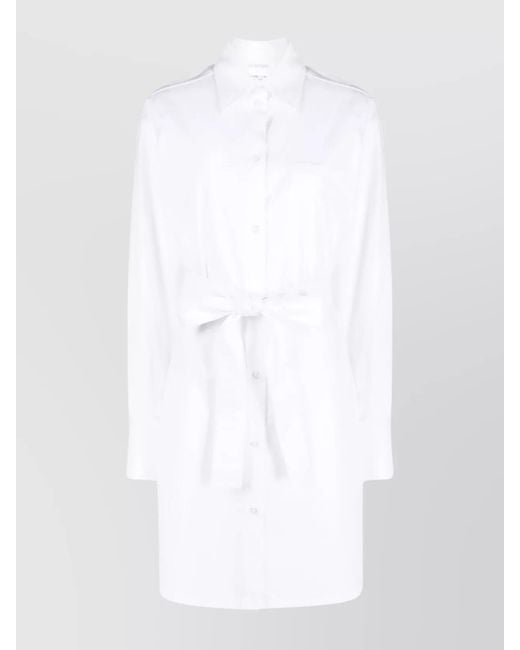 Sportmax White Cotton Belted Poplin Shirtdress