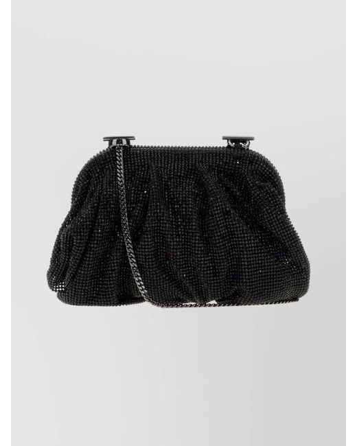 Benedetta Bruzziches Black Embellished Textile Clutch Bag