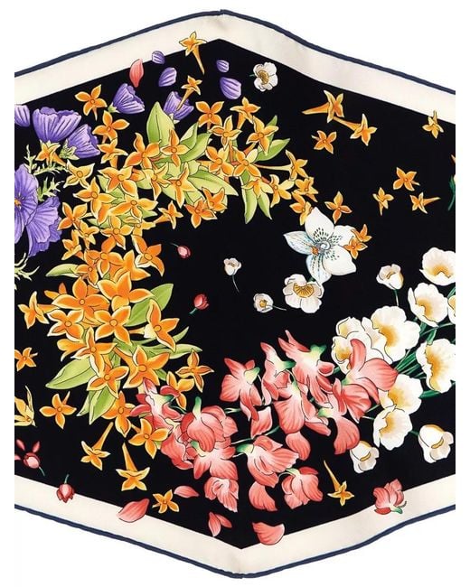 Ferragamo White Silk Primavera Print Scarf