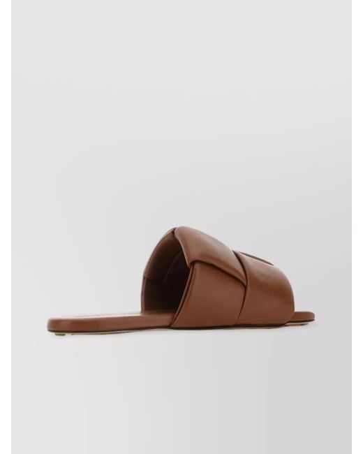 Bottega Veneta Brown Leather Flat Slides