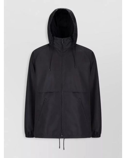 Saint Laurent Black Hooded Jacket Drawstring Hem Side Pockets for men