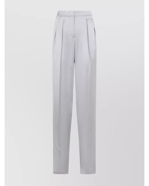 Giorgio Armani White Silk Straight-Leg Tailored Trousers