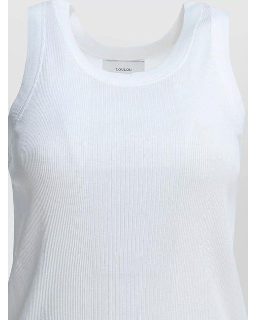 Loulou de Saison White Ribbed Scoop Neck Sleeveless Knit Top