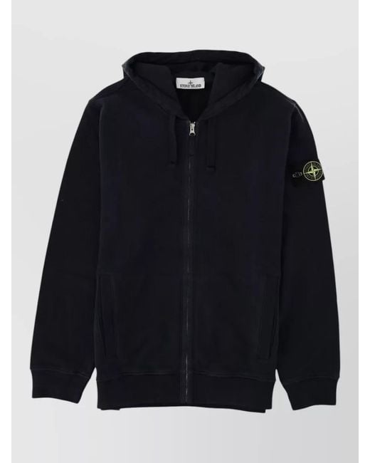 Stone Island Blue Hooded Jacket Front Pockets Urban Design for men
