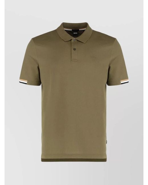 Boss Green Cotton Short-Sleeve Polo Shirt for men