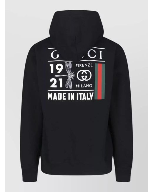 Gucci Blue Logo-Print Hooded Sweatshirt for men