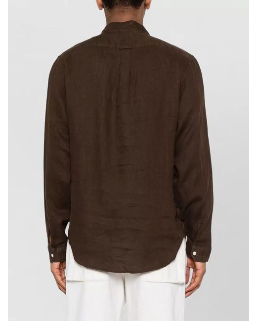 Woolrich Brown Linen Long-Sleeve Shirt for men