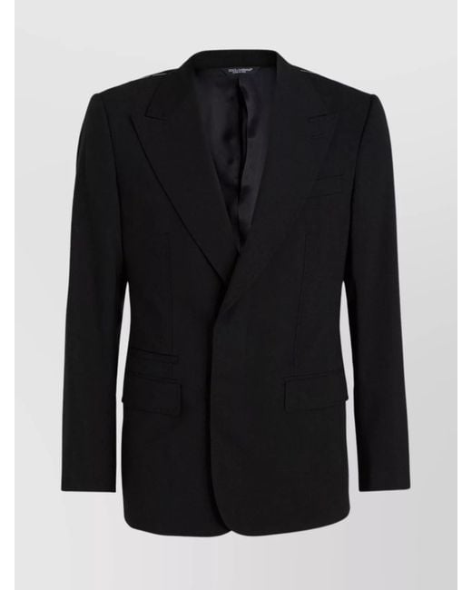 Dolce & Gabbana Black Virgin Wool Single-Breasted Blazer for men