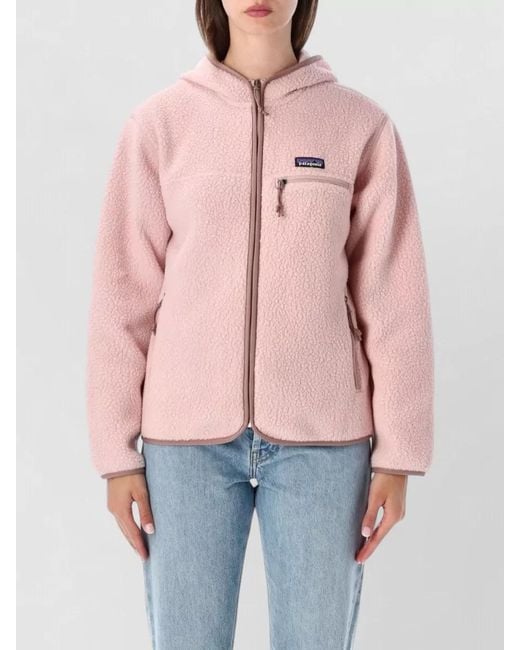 Patagonia Pink Retro Pile Fleece Hooded Zip Jacket