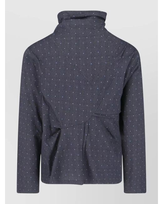 Kiko Kostadinov Blue High Collar Asymmetric Geometric Pattern Jacket for men