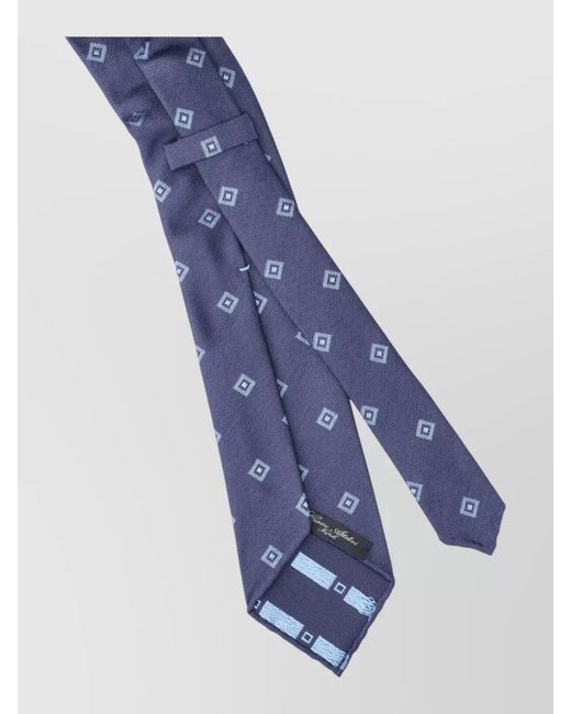 Cesare Attolini Blue Slim Necktie Standard Length Diamond Pattern for men