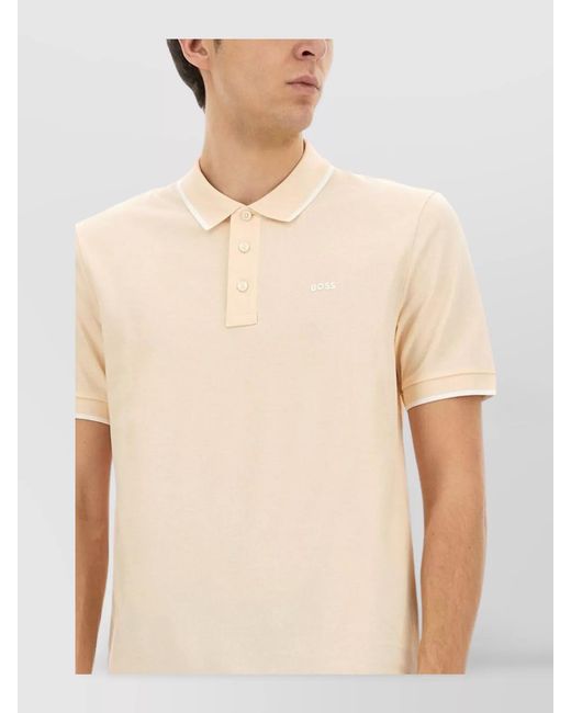 Boss White Cotton Polo Shirt for men