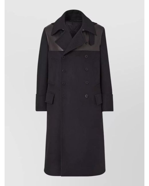 Fendi Blue Wool Double-Breasted Hooded Coat for men