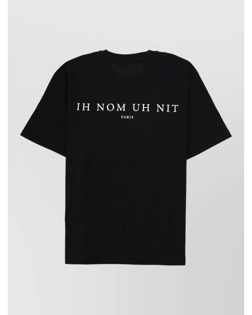 Ih Nom Uh Nit Black Newspaper Mask Graphic Print Crew Neck T-Shirt for men