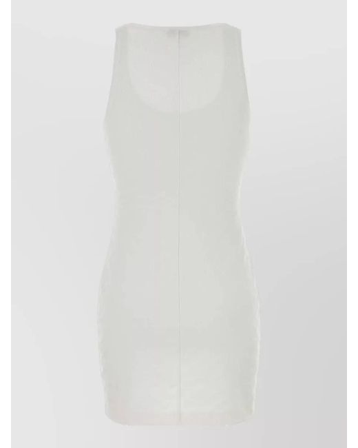 Gucci White Gg Jacquard Mini Dress Scoop Neckline