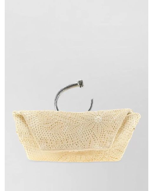 Magda Butrym Natural Rose Crochet Clutch Bag