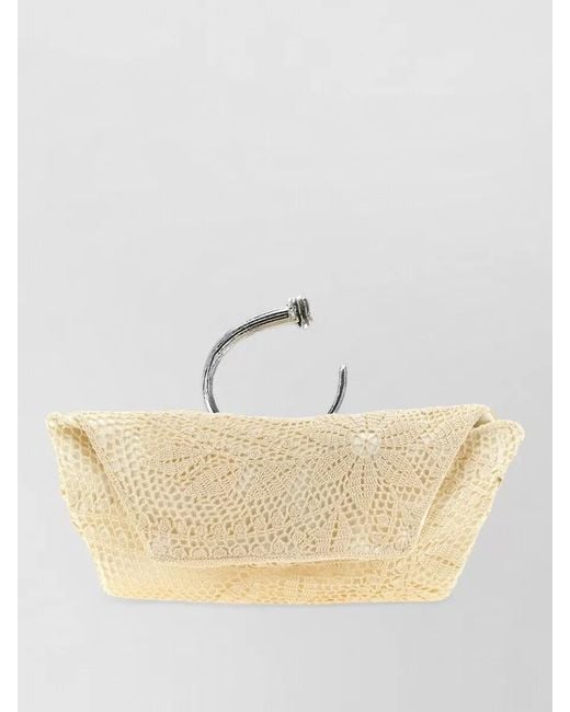 Magda Butrym Natural Rose Crochet Clutch Bag