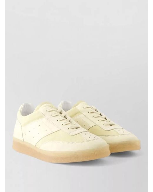 MM6 by Maison Margiela Natural Leather Lace Up Sneakers Low Top Design
