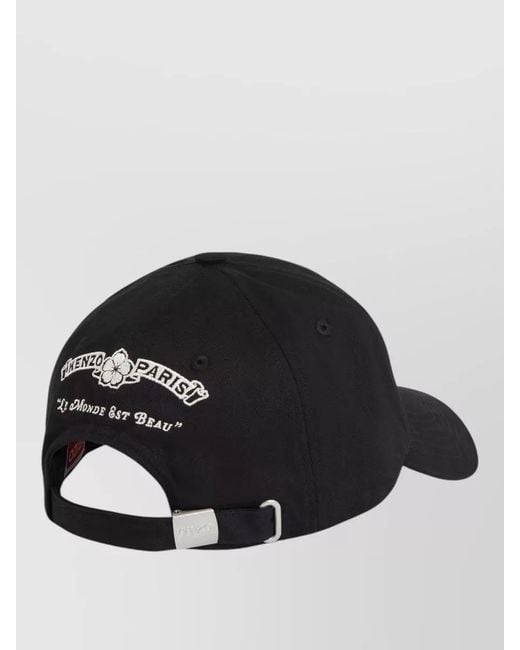 KENZO Black Paris Logo Baseball Cap Curved Brim for men