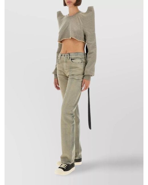 Rick Owens White Cropped Sweatshirt