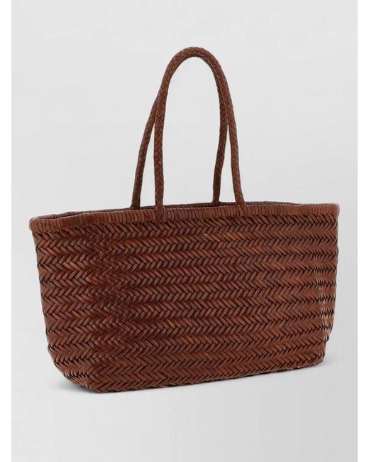 Dragon Diffusion Brown Bamboo Triple Jump Big Leather Beach Bag