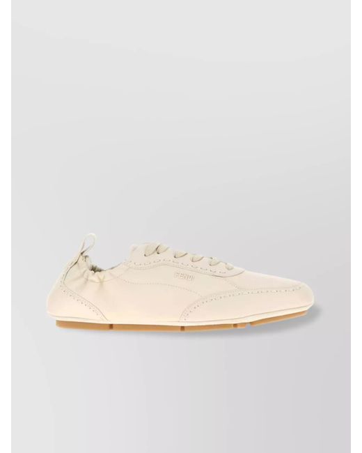 Fendi Natural Calf Leather Low-Top Sneakers for men