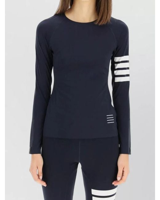Thom Browne Blue Compression T-Shirt Raglan Long Sleeve Stripe