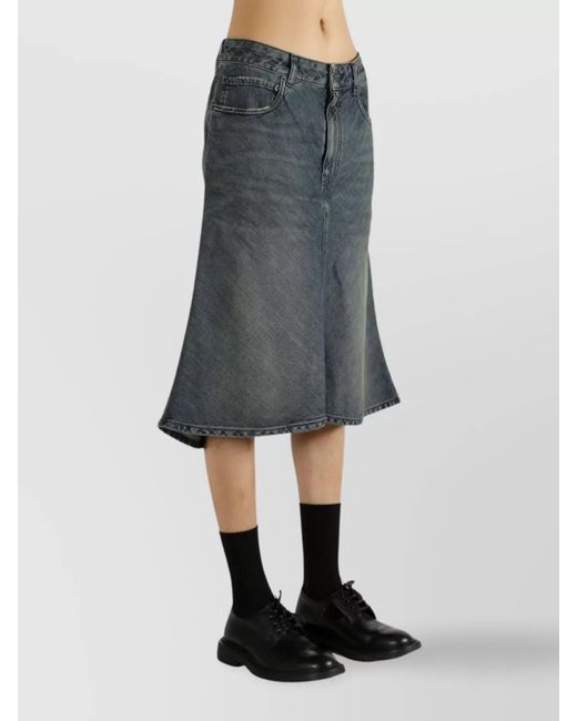 Balenciaga Gray Cotton Midi A-Line Skirt