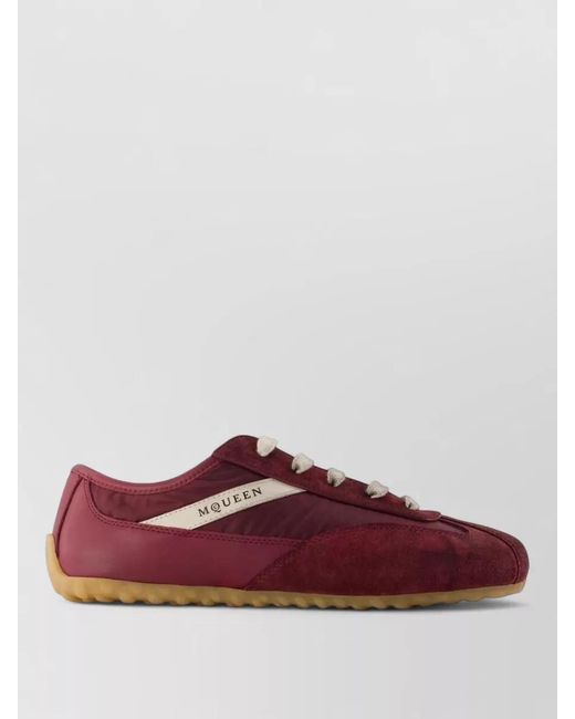 McQueen Red Lace Up Boxing Trainers Smooth Leather