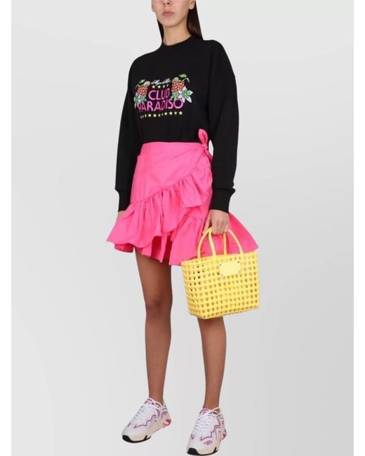 MSGM Pink Cotton Logo Sweatshirt