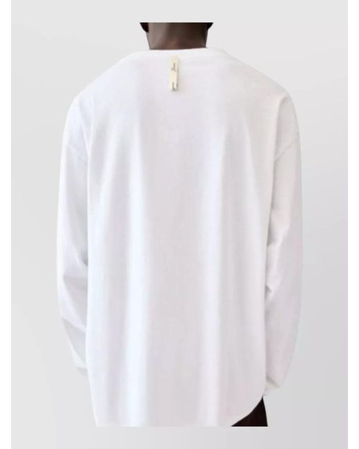 Jacquemus White Long Sleeve Crew Neck Cotton Hemp Top for men