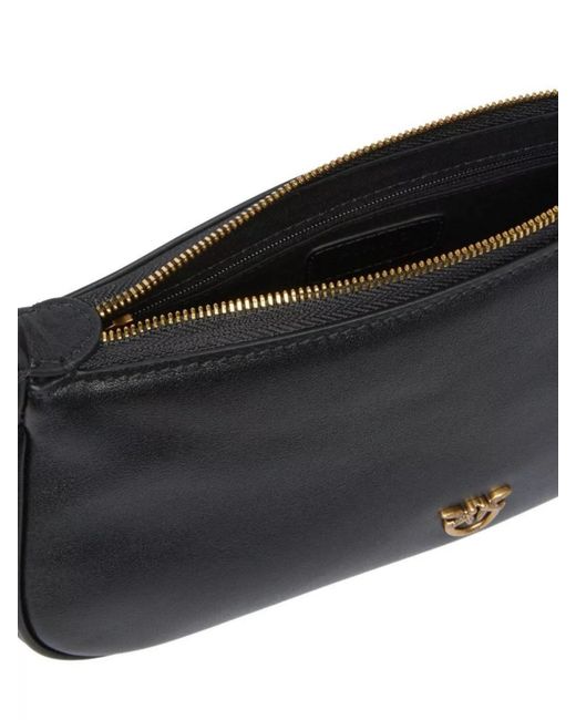 Pinko Gray Mini Leather Shoulder Bag
