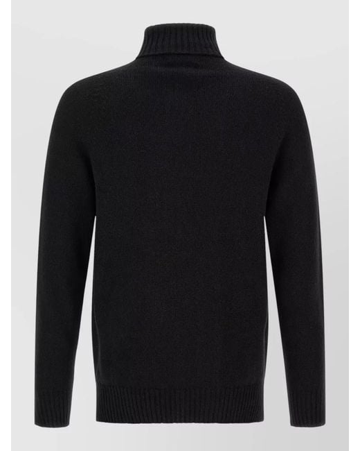 Ma'ry'ya Black Cashmere Wool Ribbed Turtleneck Jumper for men