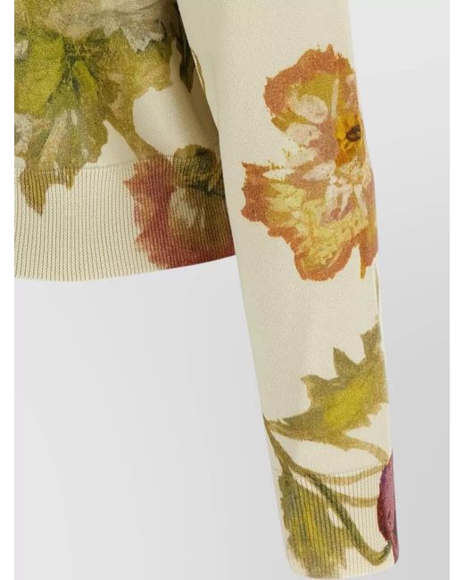 Carolina Herrera Metallic Floral-Print Cardigan