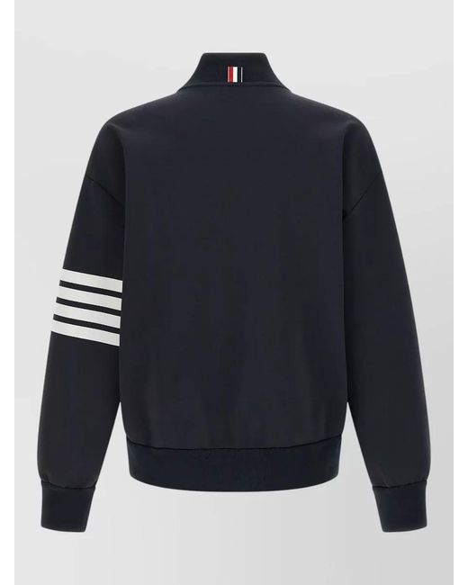 Thom Browne Blue Viscose Bomber Jacket Striped Sleeves for men