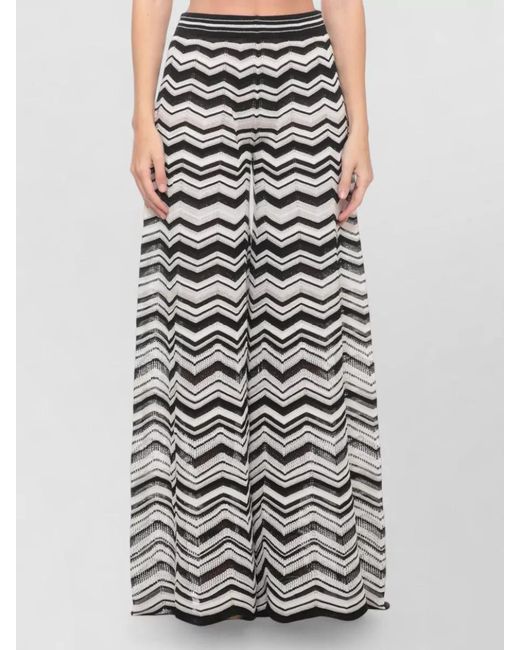 D.exterior White Straight Skirt Chevron Pattern Lurex Floor Length